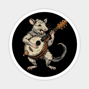 Funny Possum Opossum playing the banjo Weird Trash Kitty Guitar Possum Love Animal Magnet